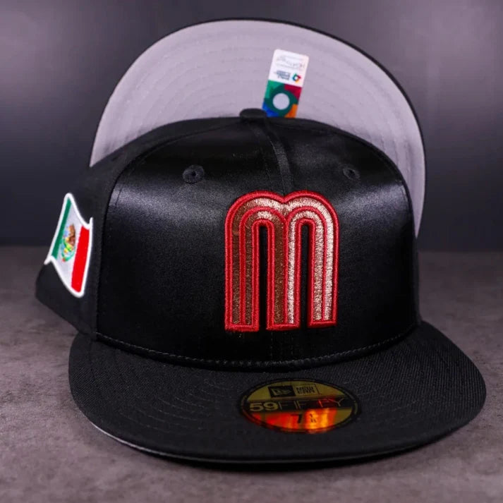 Gorra 5950 Wbc Mexico Mexican Flag Slidepatch Black Satin/Poly