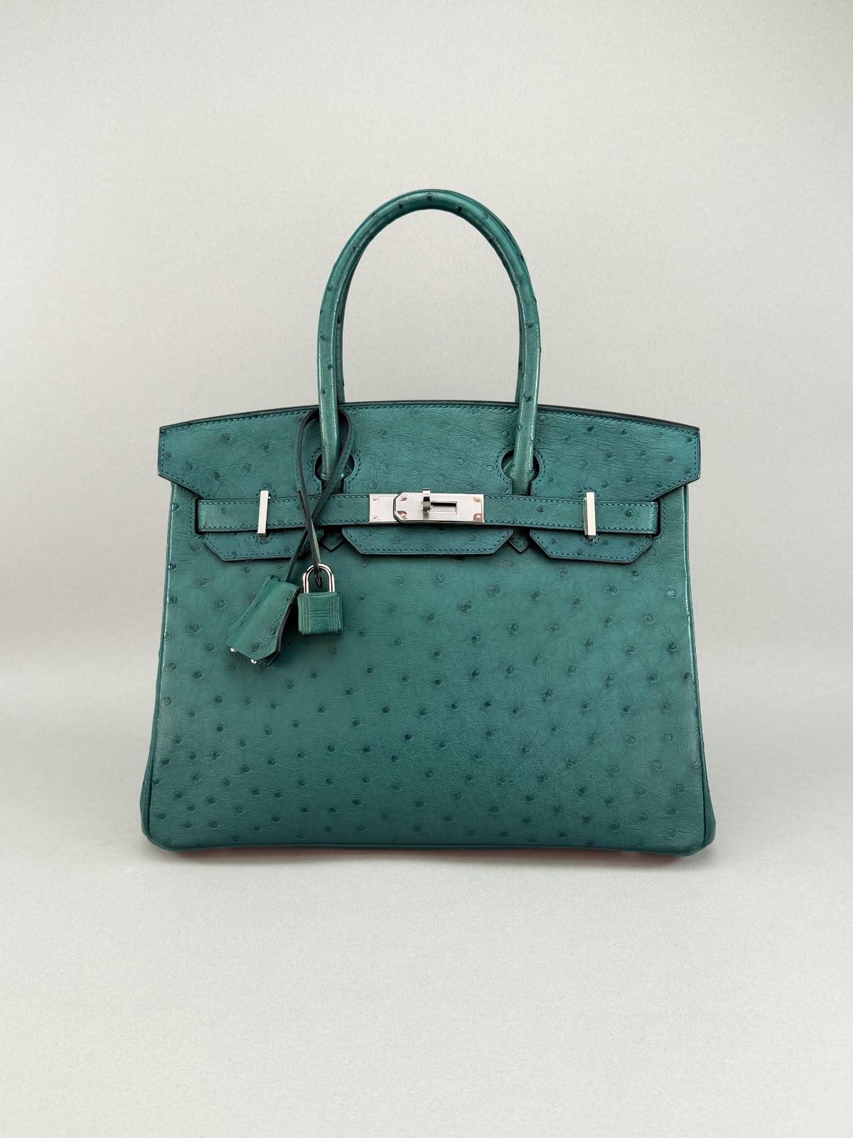Hermès Birkin 30 Ostrich Vert Bosphore Palladium Hardware Square X Stamp