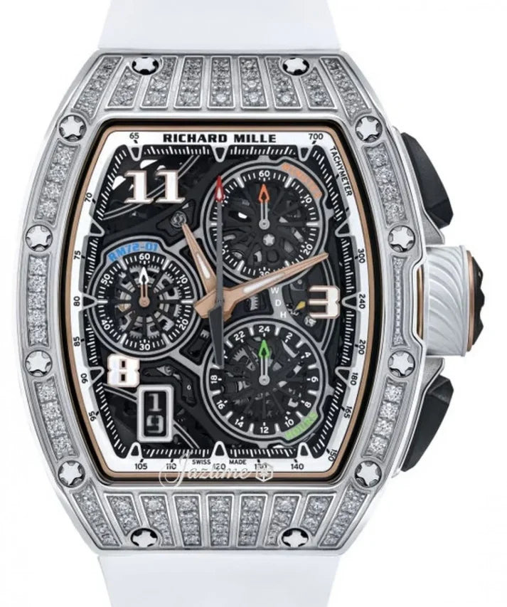 Richard Mille RM 72-01 Flyback Chronograph White Gold & Medium Set Diamonds