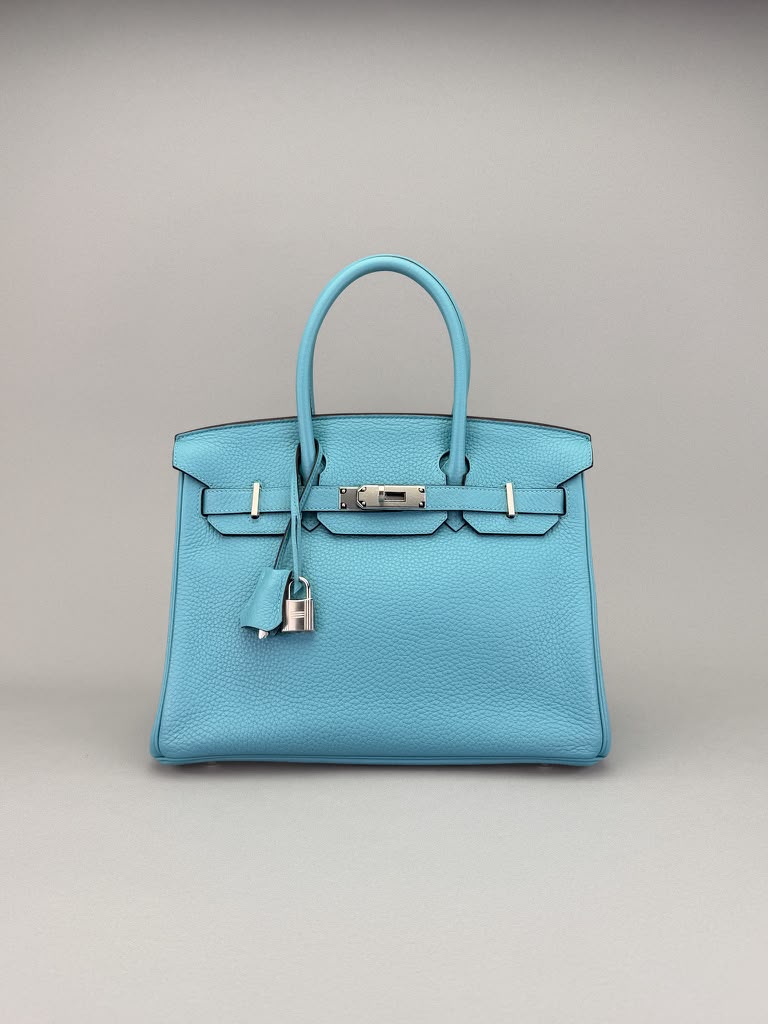 Hermès Birkin 30 Togo Blue Atoll Palladium Hardware T Stamp