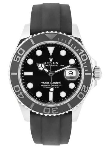 Rolex Yacht-Master Rubber Bracelet White Gold Bezel 42mm