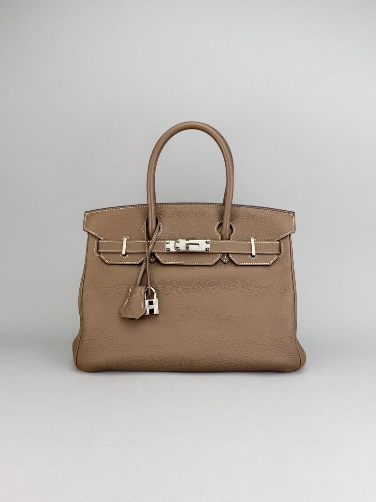 Hermès Birkin 30 Togo Etoupe Palladium Hardware Square Q Stamp