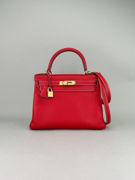 Hermès Kelly 28 Epsom Rouge Casaque Gold Hardware Square P Stamp