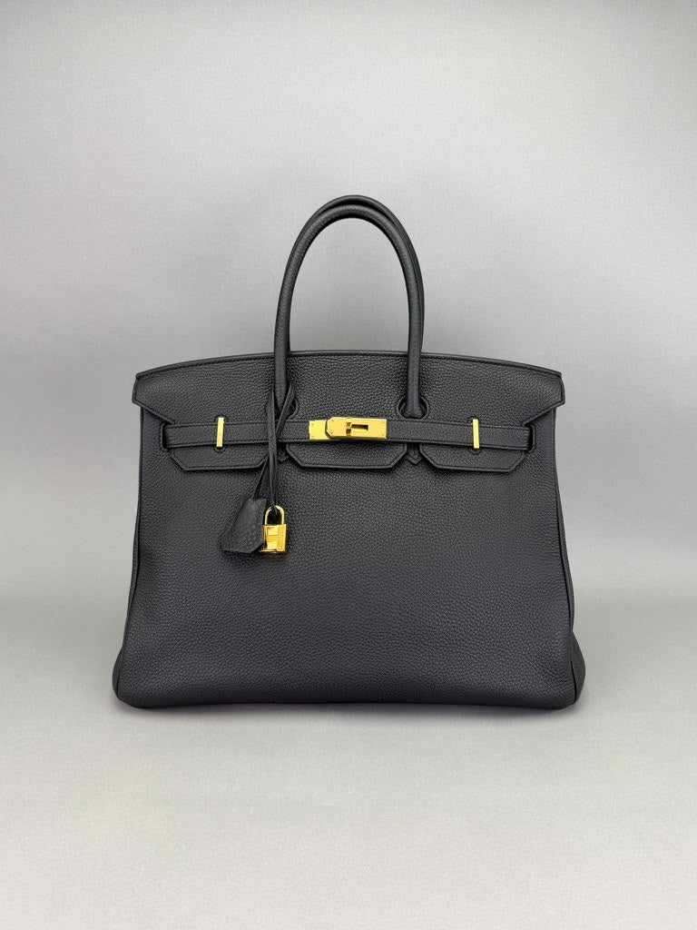 Hermès Birkin 35 Togo Black Gold Hardware Square Q Stramp