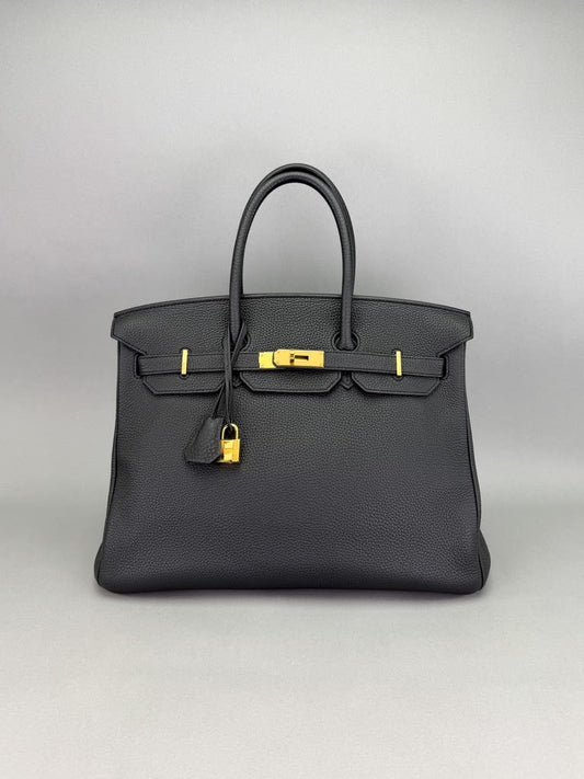 Hermès Birkin 35 Togo Black Gold Hardware Square Q Stramp